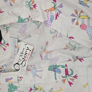 Colorful Cartoon Print Scrub Jacket
